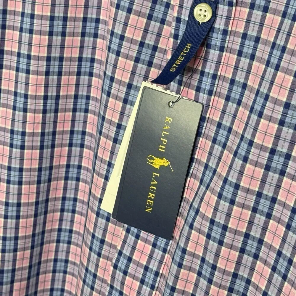 Polo Ralph Lauren Shirt Mens 4XB T Bright Plaid Button Blue Purple Pink New $110